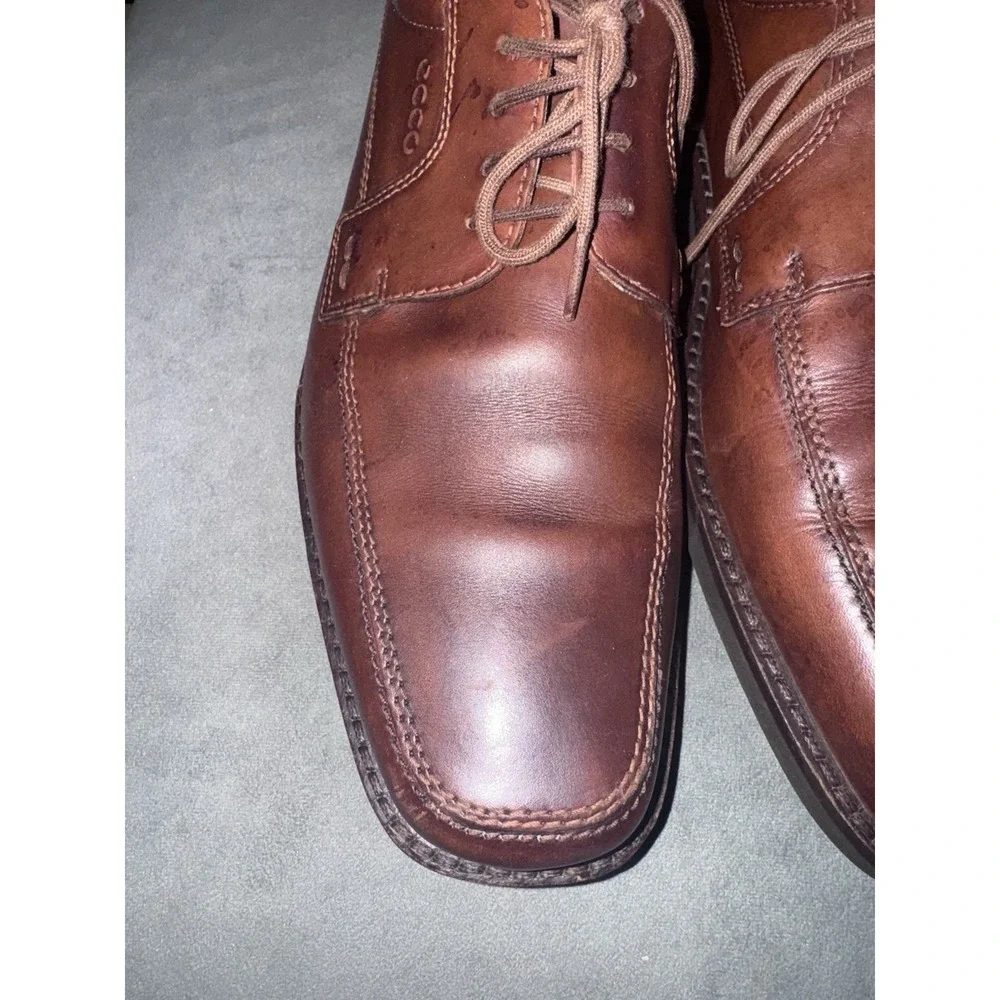 ECCO‎ Brown Oxfords Shoes Mens Size 47 Formal Dress Leather Fancy Lace Up